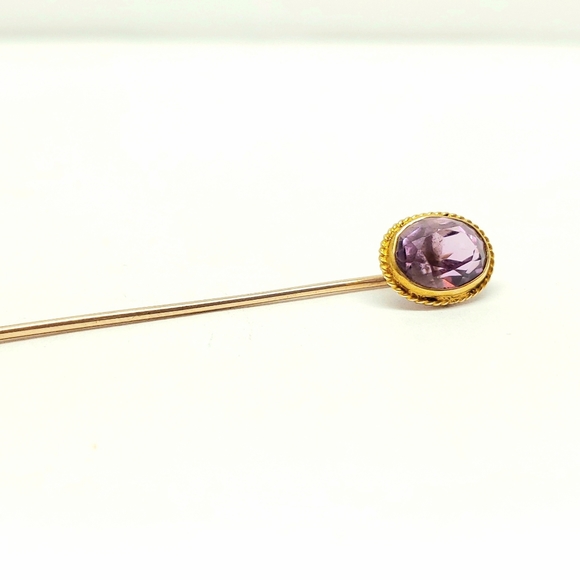 Vintage 14k*? Gold and Amythest Hat Pin - Picture 1 of 3